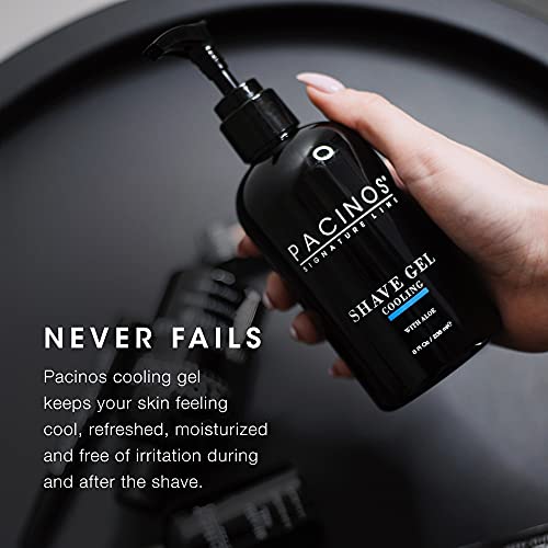 Pacinos Shave Gel - Cooling Gel with Aloe Vera - Moisturizing Mens Shaving Gel - 8 Fl. Oz