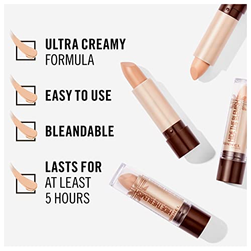 Rimmel London Hide the Blemish - 103 Soft Honey - Concealer Stick, Ultra-Creamy, Easy to Blend, 5-Hour Wear, 0.16oz