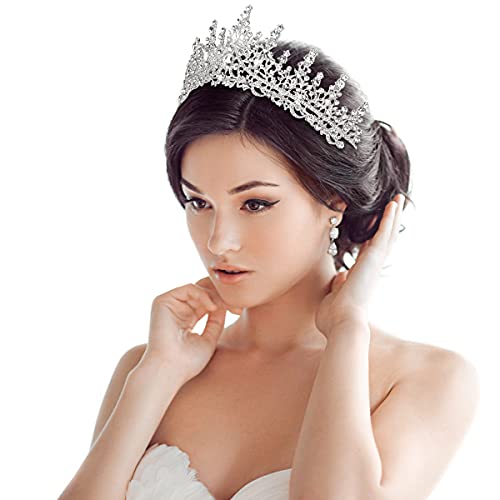 Silver Crystal Wedding Tiara Crown for Bride & Prom