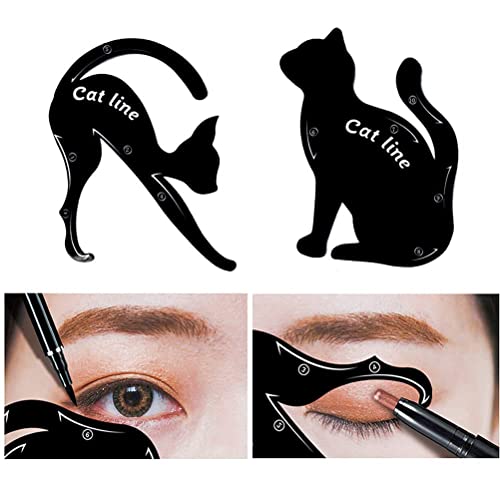 Cat Eyeliner & Eye Shadow Stencil Set - 2 PVC Templates for Precise Eye Makeup