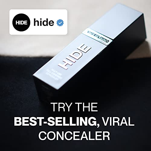 HIDE Liquid Concealer, Medium to Full Coverage Concealer for Blemishes, Under Eye Dark Circles & Scars, Oil Free Concealer, Natural Beige (See Shade Finder), 0.5 fl oz