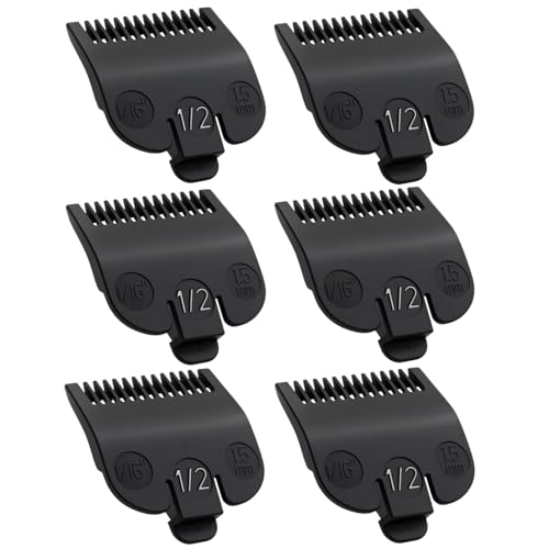 6 Pack Compatible with Wahl 1/2 Clipper Guard,Trimmer Guard Replacement Compatible with Most Wahl Clippers,Clipper Guide Comb #3137-101,#1/2-1/16",1.5mm Black.