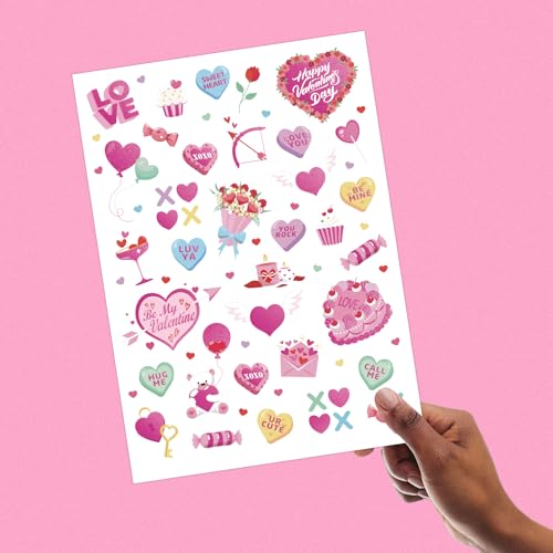 Valentine's Day Temporary Tattoos - 68 Styles Hot Pink Foil