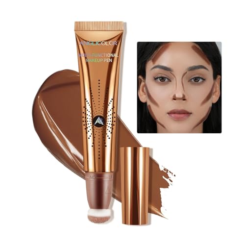 Anglicolor Contour Stick With Cushion Applicator, Liquid Wand, Cream Smooth, Bronzer Stick Lightweight for Face, Vegan & Cruelty-Free (02#Fair/Medium, 12ML)