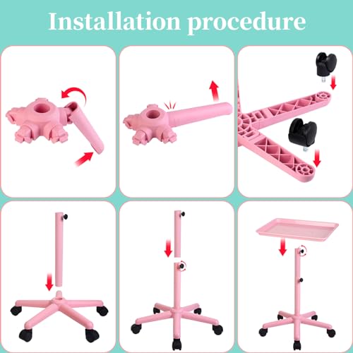 Salon Señor Pink Adjustable Height Salon Tray with Wheels