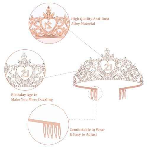 Happy 21st Birthday Decorations for Her - Sash, Crown, and Gifts for Women