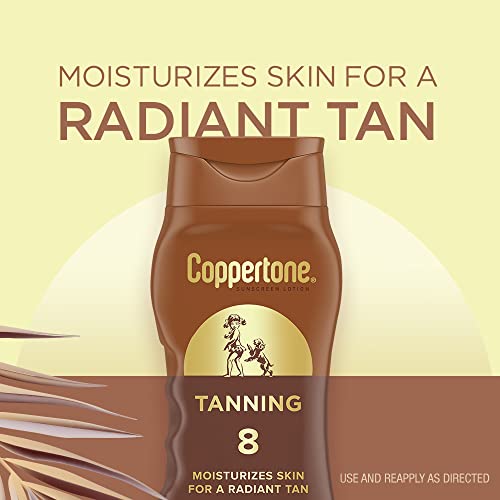 Coppertone SPF 8 Tanning Lotion, Water Resistant, 8 Fl Oz, Pack of 2