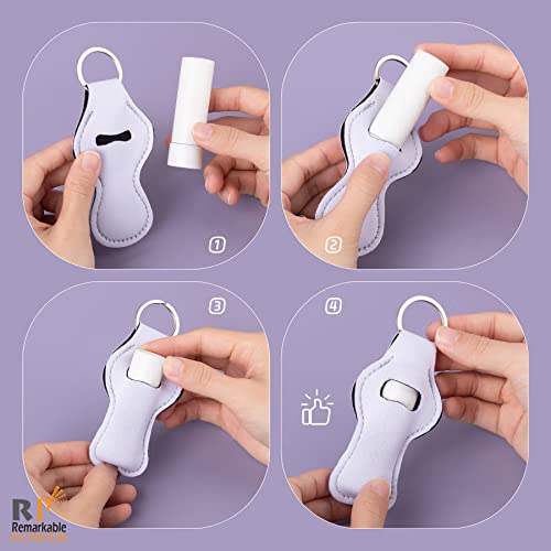 10-Pack Sublimation Chapstick Holder Keychains, White Neoprene