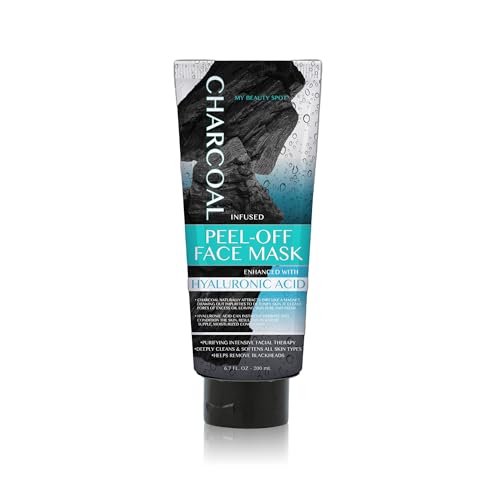 My Beauty Spot Charcoal Face Mask Peel-Off Face Mask Skin Care Black Head Remover for Face Infused with Hyaluronic Acid 6.7oz