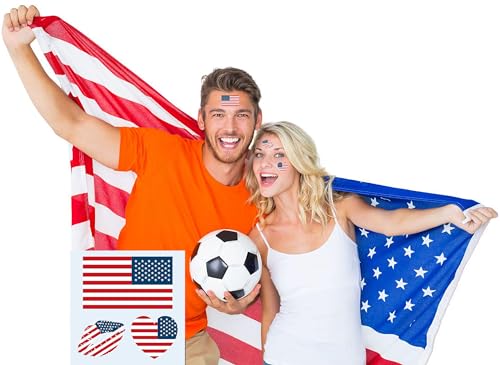 Y&C TENCOB American Flag Temporary Tattoos - 25 Sheets, 75 Pcs