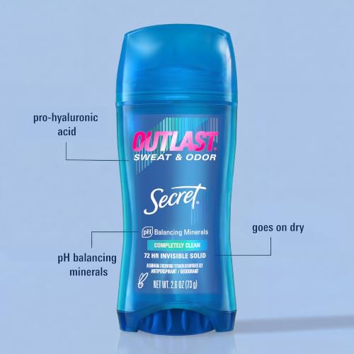 72-Hour Antiperspirant Deodorant for Women, Invisible Solid, Clean Scent, 2.6 oz (Pack of 2)