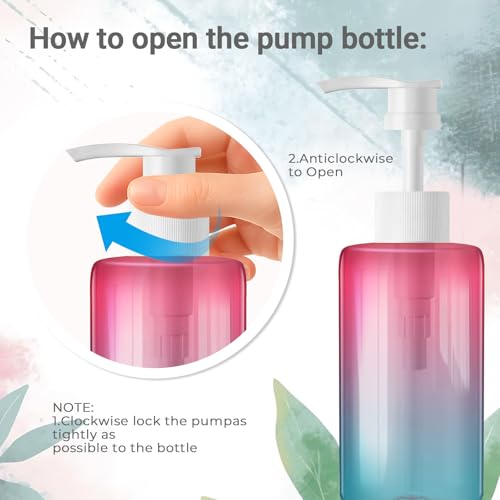 FOOCHY 24 Pack 6.8 oz Refillable Pump Bottles - Empty Clear Gradient Color Plastic Dispensers for Lotion, Shampoo, Soap & Cream