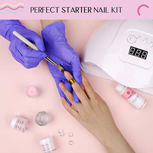 Saviland Acrylic Nail Starter Kit - Clear, Pink & Nude Powder with Liquid