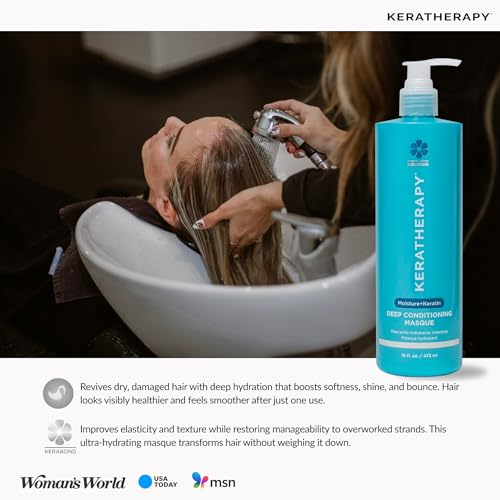 KERATHERAPY Keratin Infused Deep Conditioning Masque, 16.9 fl. oz., 500 ml - Moisturizing Hair Deep Conditioning Treatment with Kerabond, Jojoba Oil, Nettle Root Extract, Wheat Oil, & Persian Walnut