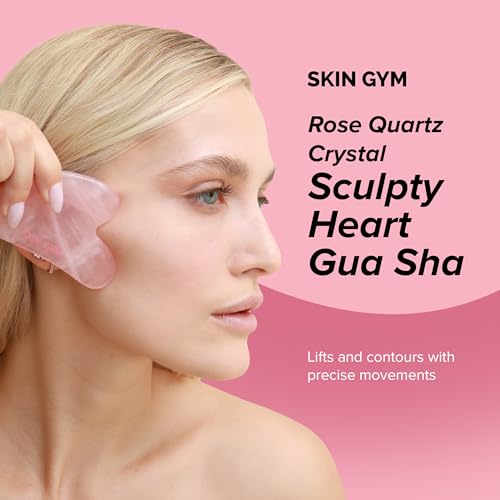 SKIN GYM Rose Quartz Sculpty Heart Gua Sha Tool, Heart-Shaped Facial Massage Tool for Sculpting and Relaxation