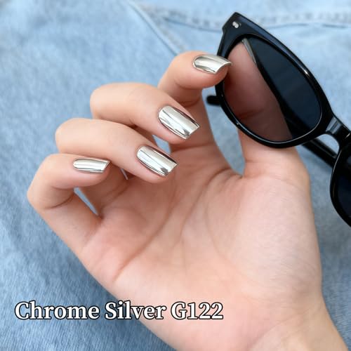 Silver Chrome Gel Polish 0.5oz - Mirror Nail Art