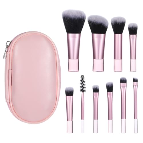 10-Piece Mini Makeup Brush Set with Pouch Pink