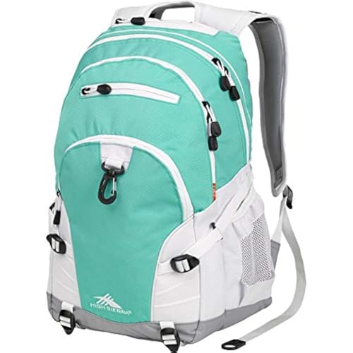 High Sierra Loop Backpack, Travel, or Work Bookbag with tablet sleeve, One Size, Aquamarine/White/Ash