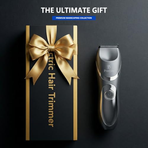 Predyee Men's Body Groomer Trimmer with Ceramic Blade, LED Light, USB-C Rechargeable, IPX7 Waterproof