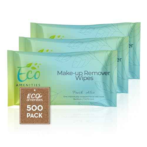 ECO amenities Makeup Remover Wipes Individually Wrapped - Travel Make Up Face Wipes - Individually Wrapped for Women - Singles for Face, Eyes, Lips - Gentle, TSA Friendly - Pack of 500