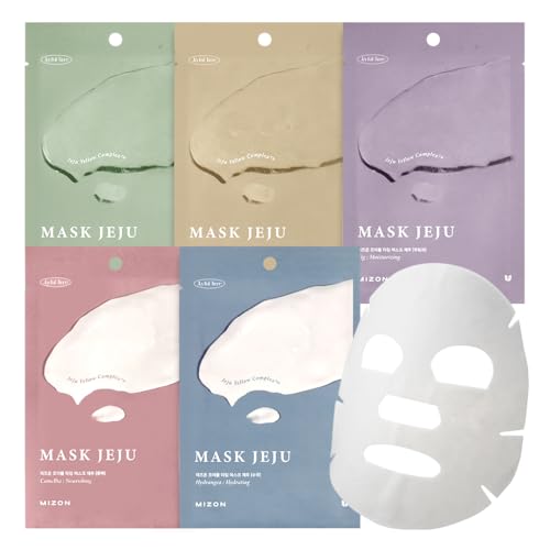 MIZON Joyful Time Jeju Face Mask Bundle (10 PCS) ? Multi-Pack with 2 of Each: Heartleaf, Fig & Aloe, Lotus, Hydrangea & Camellia ? Moisturizing & Nourishing Korean Face Masks for Radiant Skin