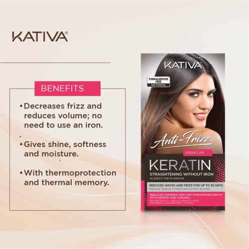 Kativa Anti-Frizz Xtreme Care, Home Use Straightening Treatment, Rebuild Damaged Hair and Straighten Waves and Frizz with Keratin and Cupuaçu, Paraben Free, Cruelty Free, Formaldehyde Free