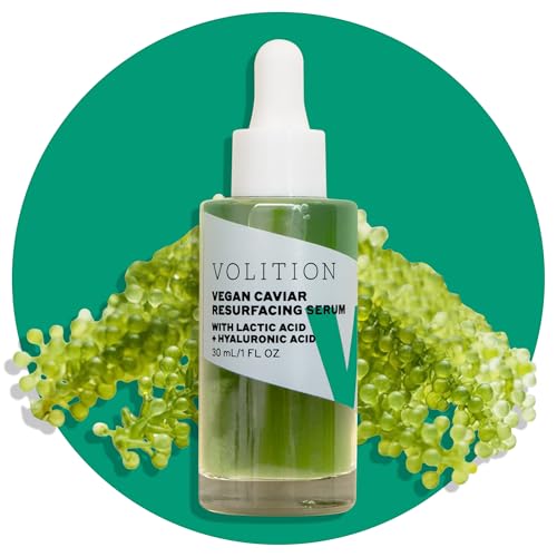Volition Beauty Vegan Caviar Resurfacing Serum with 5% Vegan Lactic Acid + Hyaluronic Acid | Resveratrol, Caviar Lime & Sea Grape Caviar | Reveals a Smoother & Radiant Complexion | Gently Exfoliates