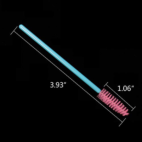 300 Pack Disposable Eyelash Mascara Wands with Blue/Pink Handles - Makeup Brush Kit for Lash Extensions & Brows