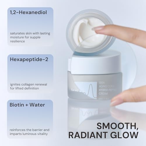 Kurved Skin Aging Curve Hybrid Peptide Cream, 1.69 fl oz (50 mL) | Peptide Firming & Lifting Face moisturizer, Anti-aging Wrinkle Cream for fine lines | Improves Radiance, Day & night