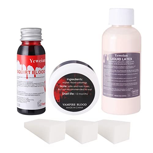 Liquid Latex SFX Makeup Kit with Fake Blood & Sponges