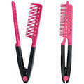 Hair Straightening Set - 2-Pack Flat Iron Comb for Tangle-Free Styling, Pink
