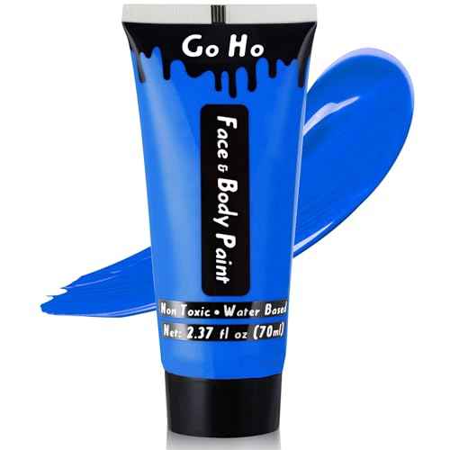 Go Ho Royal Blue Face Body Paint Washable(2.37oz/pc),Water Based Cream Blue Face Paint,Smurf Mystique Avatar Clown Makeup,Blue Body Paint for SFX Cosplay Costumes Festivals Halloween Makeup