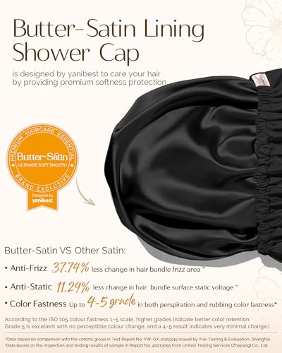 Satin Lined Shower Cap for Women - Waterproof & Frizz Free