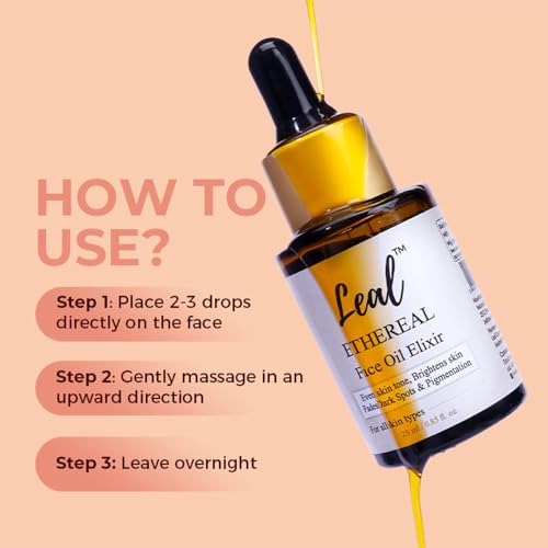 Leal Brightening Facial Oil, Rosehip Glow Face Oil, Rose Hip Drops, Pigmentation & Dark spots, Rose Squalane Oil For Face, Squalane Oil with Vitamin E - 25ml