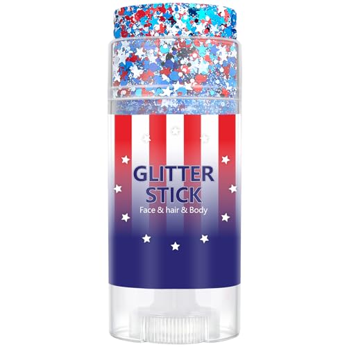 Patriotic Red White and Blue Glitter Stick for Face & Body