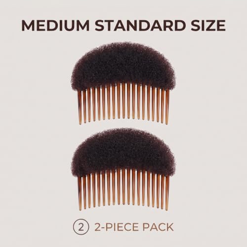 Brown Hair Bun Maker Kit - 2pc Sponge Foam Inserts with Clips for Braids & Updos