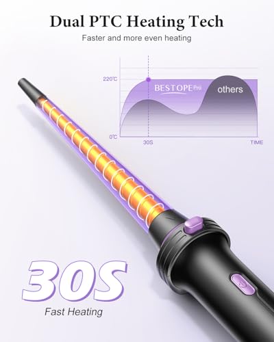 BESTOPE PRO 5-in-1 Curling Iron Set with Flat Iron & Brush