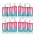 12 Pack 6.8 oz Refillable Pump Bottles - Empty Clear Gradient Color Plastic Dispensers for Lotion, Shampoo, Soap & Cream