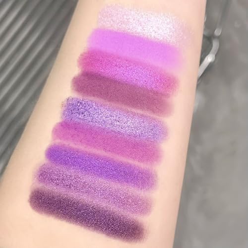 Erinde 9-Color Eyeshadow Palette - Purple Lavender Shimmer Matte