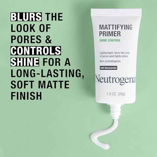 Neutrogena Mattifying Primer with Shine Control, Lightweight Pore Blurring Face Primer Blurs the Look of Pores & Helps Reduce Shine, Matte Primer with Niacinamide, 1 oz