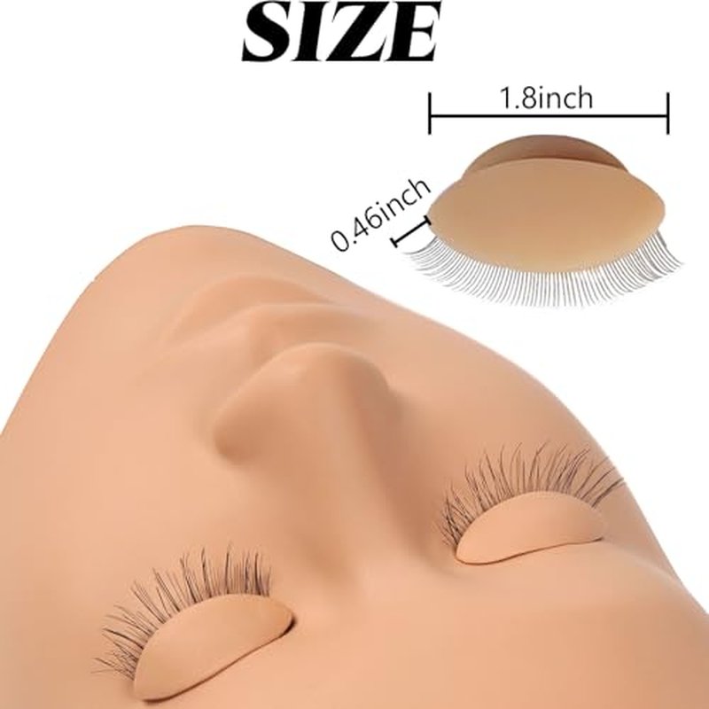 RONYOUNG 12PCS Replacement Eyelids for Mannequin Head Removable Realistic Eyelids with Eyelashes for Eyelash Training Practice Makeup Eyelash Extensions(Tan Color)