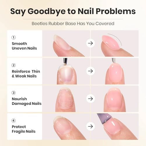 Beetles Rubber Base Gel 15ml Clear Builder Nail Polish B-Clear-1