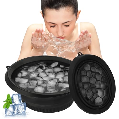 Face Bowl For Ice with Built-In Icetray¡¼Foldable¡½¡¼Travel Size¡½¡¼Easy To Clean¡½Food Grade Silicone Ice Bowl For Face£¬Black