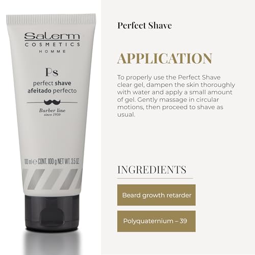 SALERM - Men's Shaving Gel - Perfect Shave Homme Barber Line - Transparent Gel for a Perfect Shave - Calms and Hydrates the Skin - Helps Reduce and Delay Hair Growth