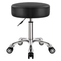 Heavy Duty Rolling Stool with Wheels 360 Swivel Adjustable Rolling Stool Hydraulic Lift Thick Leather Seat Ergonomic Chair for Kitchen Drafting Lab Office Salon Massage Black