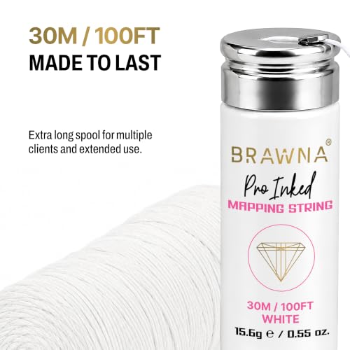 BRAWNA White Eyebrow Mapping Thread 4-Pack, 30 M Each for Precise Microblading