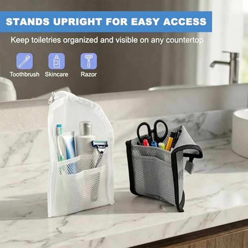 2 Pack Standing Toiletry Bag, Waterproof EVA Travel Organizer