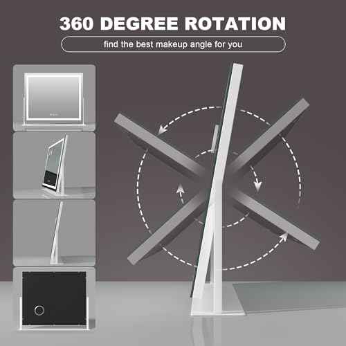 Hasipu Vanity Mirror with Lights and Bluetooth Speaker, 17.7" x 12.6" LED Makeup Mirror, Light up Mirror with 10X Magnification, Smart Touch 3 Colors Dimmable, Brightness Adjustment (White)