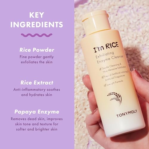 TONYMOLY Green Tea SPF 50 Sunscreen & I'm Rice Exfoliating Face Polish Cleanser Bundle, 50ml & 50g