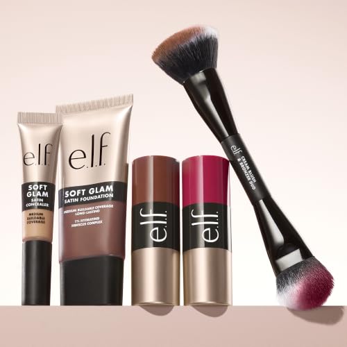 e.l.f. Cream Blush & Bronzer Duo Brush | Dual-End Makeup Brush